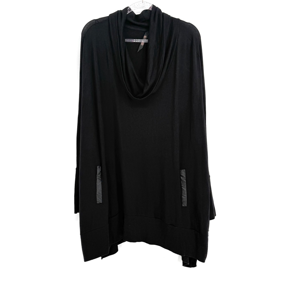 Melissa McCarthy Seven7 Womens Sz 3X Black Cowl Tunic Pocket Sweater Orig $85NEW
